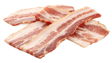 pieces of raw bacon isolated, transparent background, AI