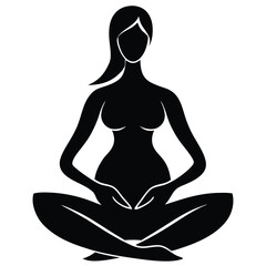 Silhouette of Woman in Lotus Yoga Pose