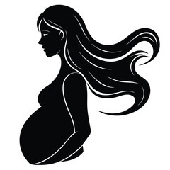Silhouette of Pregnant Woman Expectant Mother Illustration