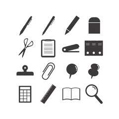 文房具シルエットイラストセット：シンプルで汎用性の高いアイコン - Stationery Silhouette Illustration Set: Simple and Versatile Icons
