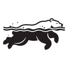 Refined polar bear outline in solid vector form – polar bear silhouette – polar bear vector – polar bear illustration – silhouette of swimming polar bear

