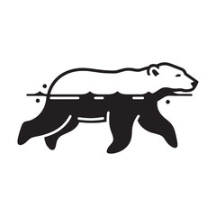 Professional vector polar bear illustration with minimal contouring – polar bear silhouette – polar bear vector – polar bear illustration – silhouette of swimming polar bear

