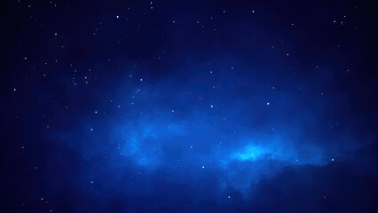 Deep Blue Peaceful Starry Night Sky with Nebula Cloud Glow – Tranquil Cosmic Space Background for Astronomy, Sci-Fi Projects, Digital Artworks Meditation.