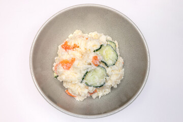 Japanese potato salad with cucumber and carrot
