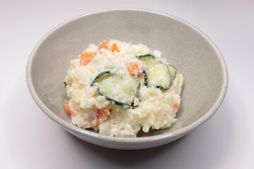 Japanese potato salad with cucumber and carrot