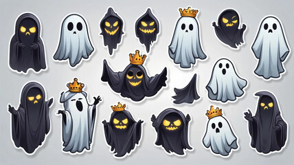 Obraz premium 3d cartoon set of a halloween ghost vector illustration design