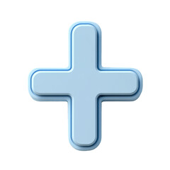 Obraz premium Volumetric plus icon in soft blue color representing adding items to a cart for online shopping experiences