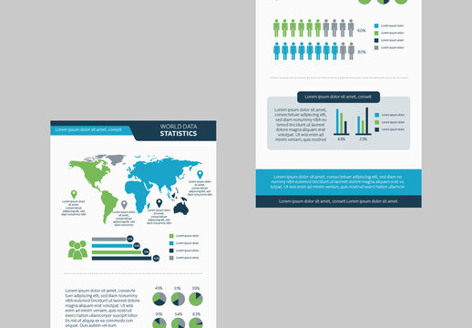 Blue And Green World Data Chart Population Infographic