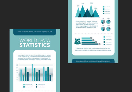 Aquamarine And White World Data Statistics Infographic