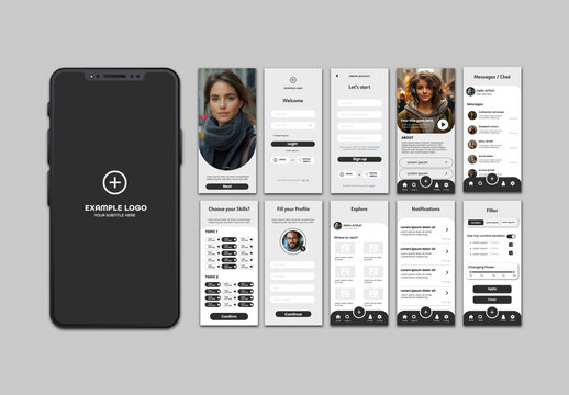 Gray Generic User Experience Mobile Interface Screens