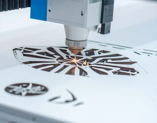 Close-Up of Lasercut Metal Parts in Factory Workshop

