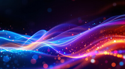 Digital Wave Serenity: A mesmerizing display of vibrant, flowing digital waves, a symphony of color and light, creating a sense of dynamic movement and modern elegance.