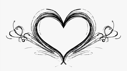 A simple black and white illustration of a heart