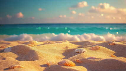 A scenic shot of the ocean from a sandy beach, perfect for travel or nature-themed projects