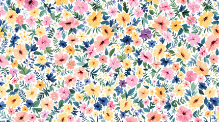 Floral seamless pattern, watercolor flowers
