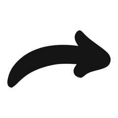 Obraz premium Hand-drawn Curved Arrow, Black Silhouette, Navigation Icon