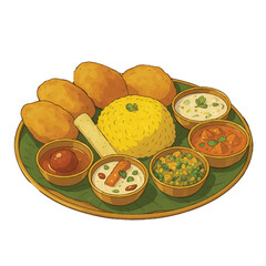 Traditional Indian Thali Illustration - Wholesome Indian Meal