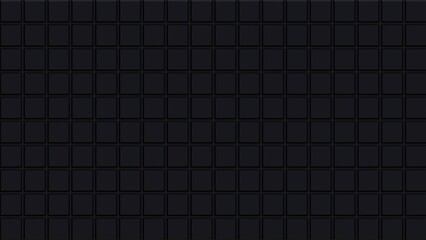 Black brick wall pattern. Ceramic seamless metro background. Black kitchen backsplash grid. Apron faience print. Cement texture. Black square backgroud texture.