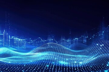 Financial Meltdown Concept: Stock Market Chart Lines on Blue Technology Background. Trading and Market Crisis Representation