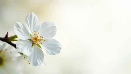 Obraz premium Delicate white blossom against pure white, soft light , pure, clean