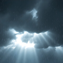 Fototapeta premium Light and raindrops between clouds