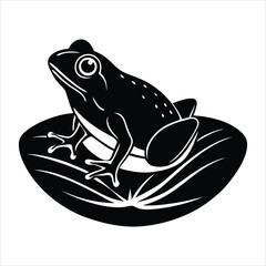 Abstract frog on lily pad silhouette vector illustration