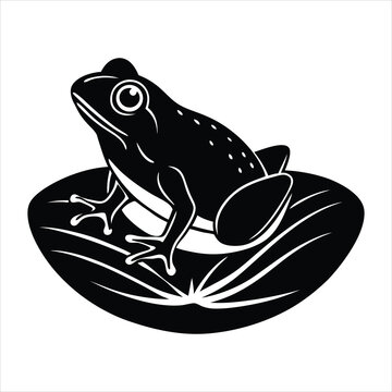 recommend clip art: Abstract frog on lily pad silhouette vector illustration