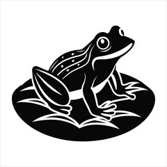 Abstract frog on lily pad silhouette vector illustration