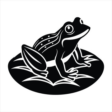 recommend clip art: Abstract frog on lily pad silhouette vector illustration