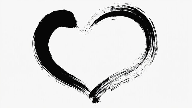 A simple hand-drawn black heart on a white background, perfect for Valentine's Day or general use