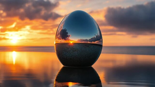 Reflective egg on tranquil water at sunset Reflection Perception in Psychological Concepts