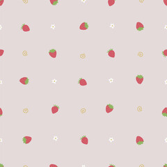 seamless strawberry pattern. Idea for fabric, tablecloth pattern, wrapping paper, gift paper. Print Ditsy. Motives are scattered randomly.strawberry pattern background. cute berry pattern 