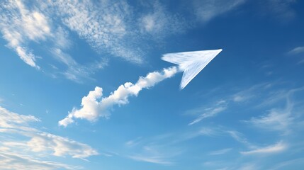 Fototapeta premium 44. A cloud-shaped arrow drifting in a blue sky