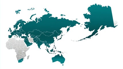 Obraz premium Stylized world map highlighting major regions.