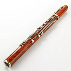 Wooden bassoon on white surface