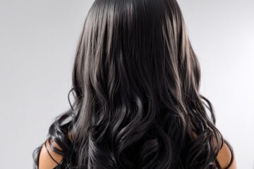 Fototapeta premium Showing Off Wavy Black Hair Style and Care on White Background