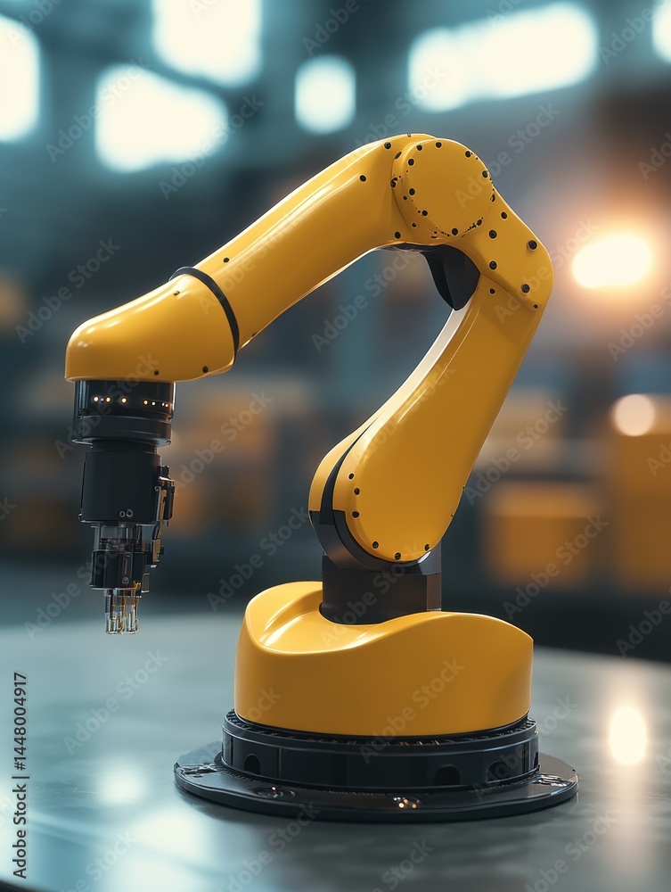 Aufkleber yellow robotic arm precision engineering in modern factory automation industrial manufacturing techn