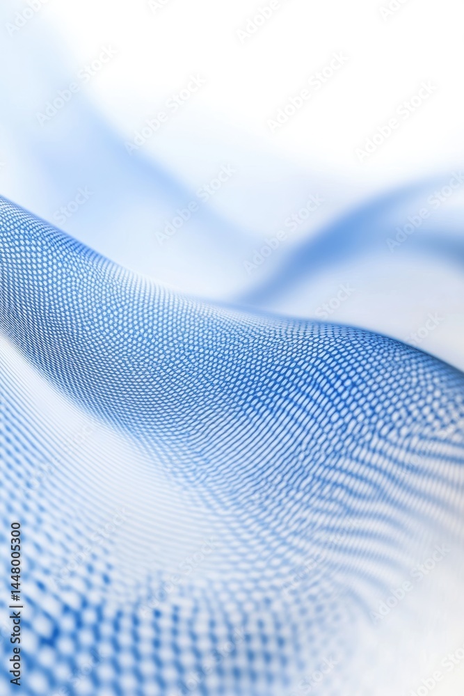 Poster Delicate blue fabric texture with a subtle wave pattern creating a soft and flowing design on a white background capturing the essence of modern textile art