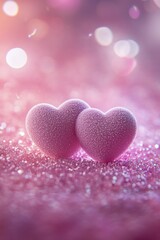 Obraz premium Pink hearts sparkle romance glitter background