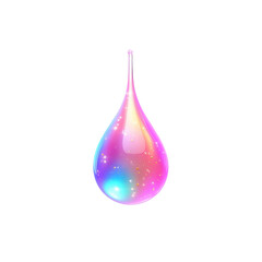 Iridescent Magical Water Drop, Sparkling Jewel-toned Liquid, Abstract 3D Render