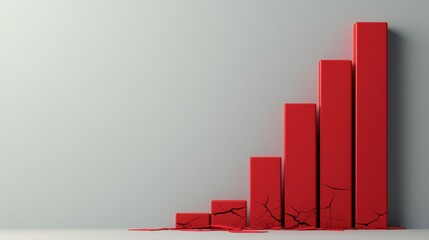 Growth Chart with Cracks and Red Bars Representing Challenges