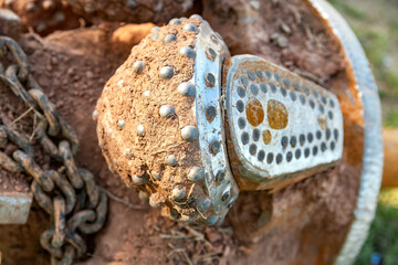 Drill head, drill bit closeup. Horizontal Drilling and Cable Laying.
