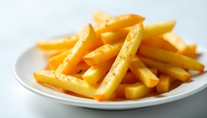 Potatoes fries in the plate isolated on white