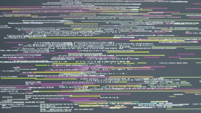 Dynamic data visualization progression with colorful bars and text in motion