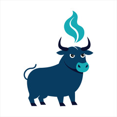 Bull with steam from nose vector illustration