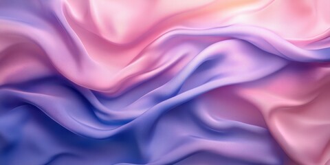 Fototapeta premium Soft fabric drapes in pastel shades of pink and purple flowing gracefully under soft lighting