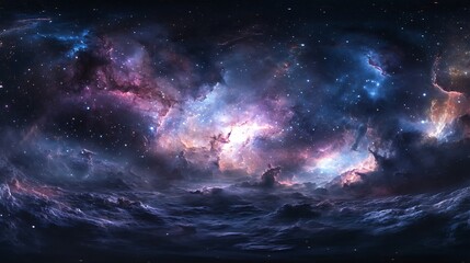 Fototapeta premium Fantasy galaxy background. Glowing universe with bright stars. Fantasy milky way. Futuristic night sky deep space wallpaper. 