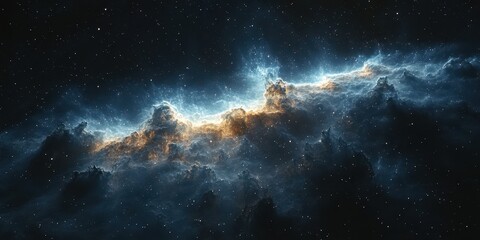 Obraz premium Vibrant cosmic clouds illuminated by starlight in a breathtaking nebula