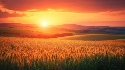Fototapeta premium Golden Sunset over Rolling Hills