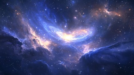 Fototapeta premium Fantasy galaxy background. Glowing universe with bright stars. Fantasy milky way. Futuristic night sky deep space wallpaper. 